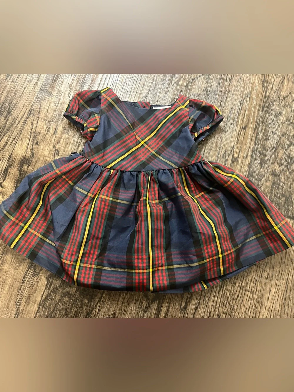 Ralph Lauren Girls Plaid Dress - Navy, Red & Green with Yellow Accents